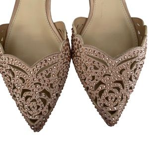 BETSEY JOHNSON SPARKLE Champagne Pink Flat Shoes with Pointed Toe. Size 6